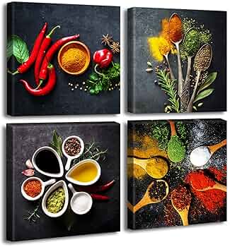Amazon.com: Kitchen Wall Decor Colorful Spices Seasoning